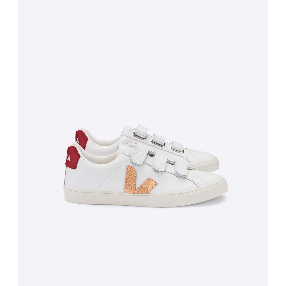 Veja 3-LOCK LEATHER Sneakers Dames White/Red | BE 607RVD